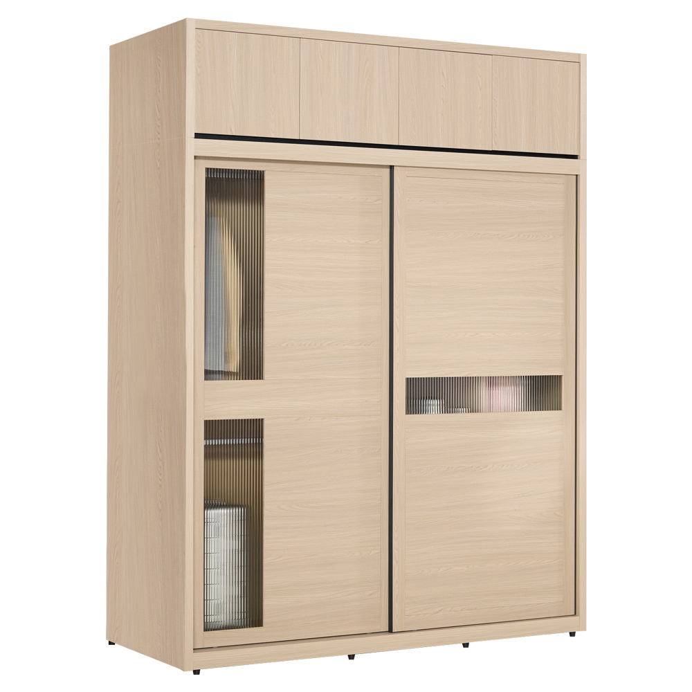 米達5.9尺加高型長虹玻璃衣櫃(推/拉門衣櫃+棉被收納櫃)