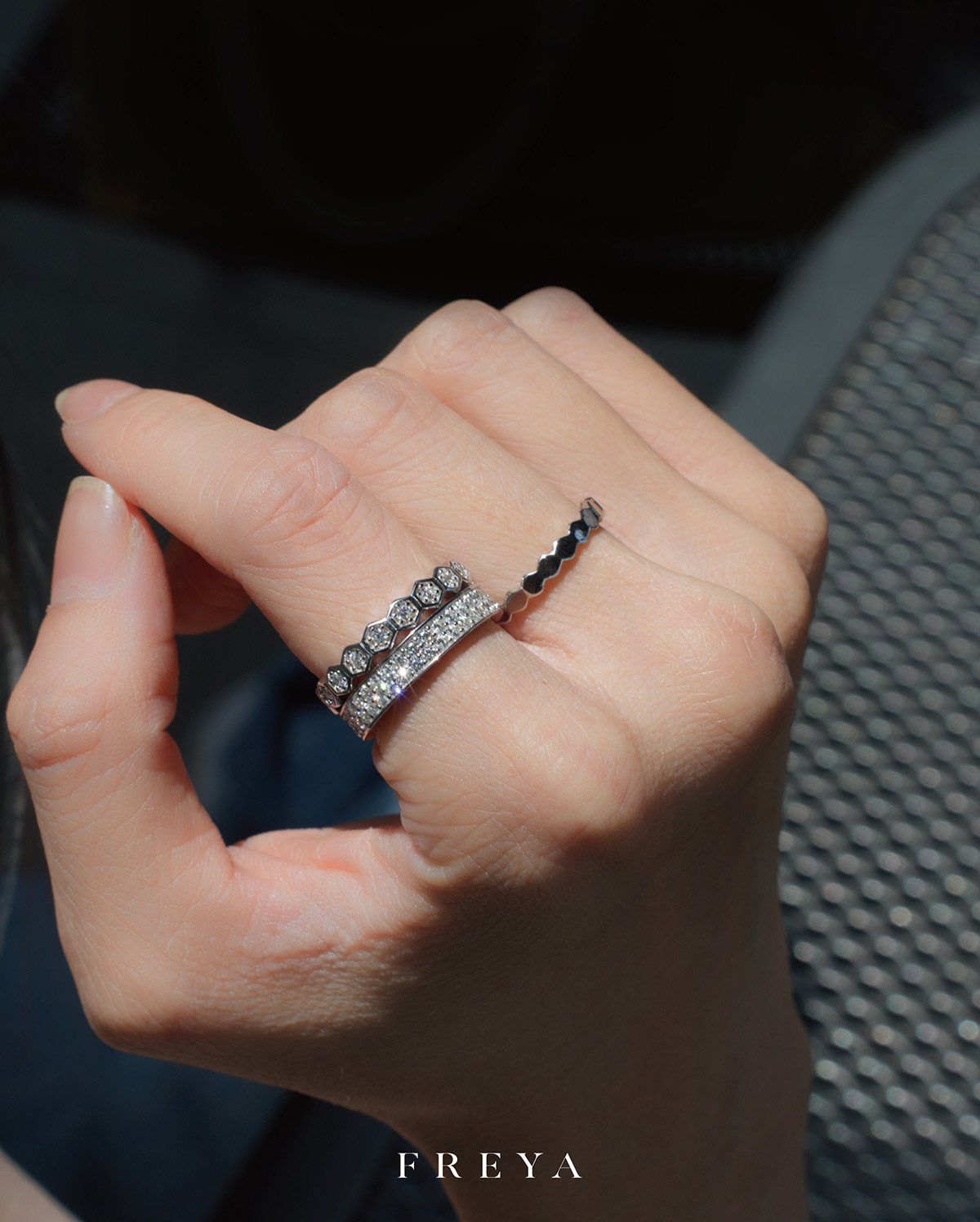 FREYA 六角素銀戒指