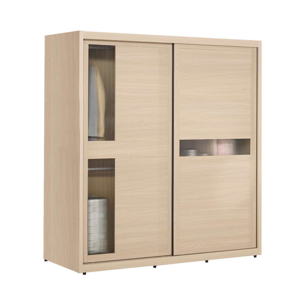 米達5.9尺長虹玻璃衣櫃推/拉門衣櫃(三吊桿+五格)