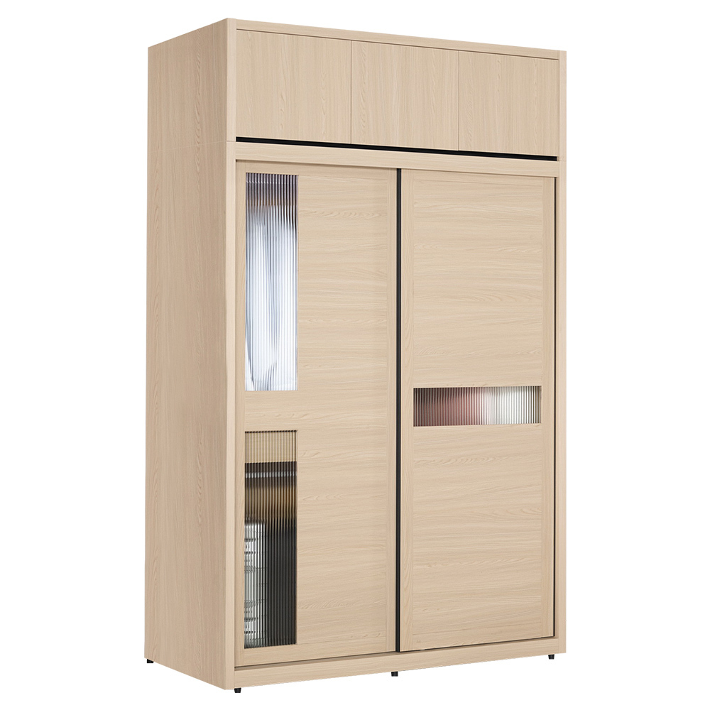 米達4.9尺加高型長虹玻璃衣櫃(推/拉門衣櫃+棉被收納櫃-內附穿衣鏡)