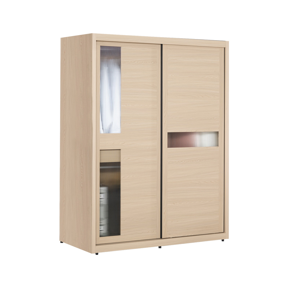 米達4.9尺長虹玻璃衣櫃推/拉門衣櫃(三吊桿+三抽+穿衣鏡)