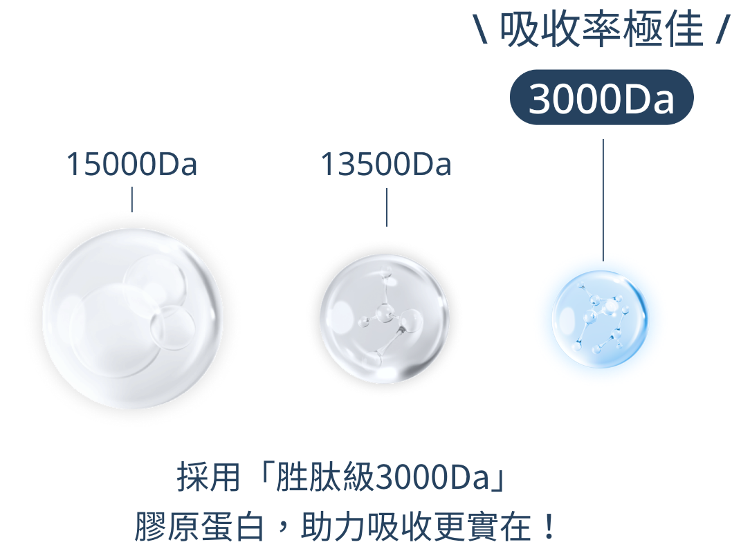 採用「胜肽級3000Da」膠原蛋白,助力吸收更實在!
