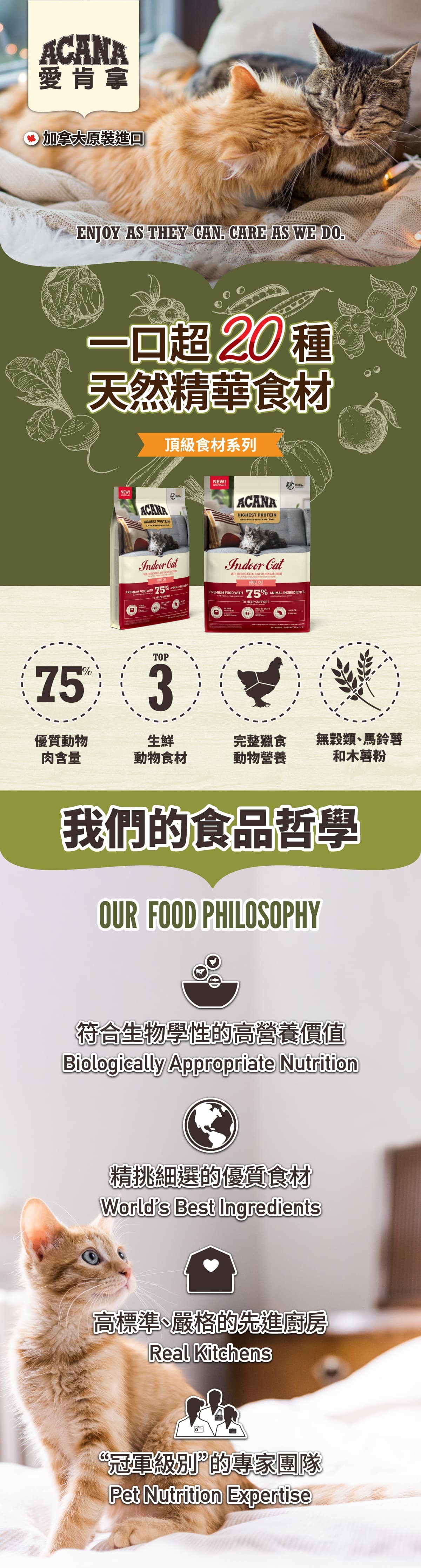 無穀-高蛋白室內-貓飼料-愛肯拿-ACANA