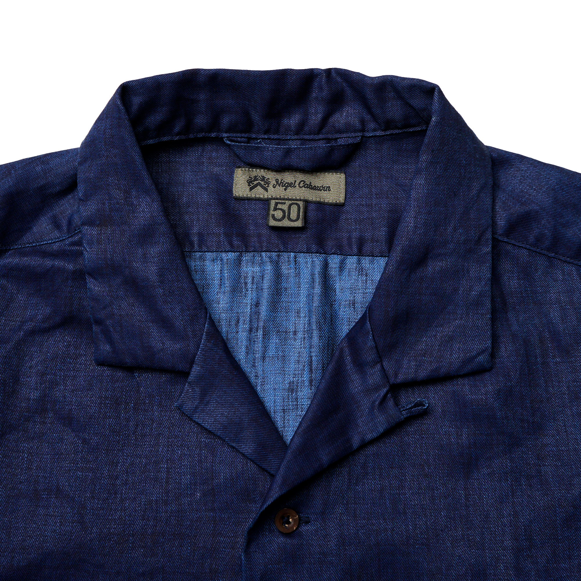 Nigel Cabourn - Open Collar Shirt / Linen (Indigo)