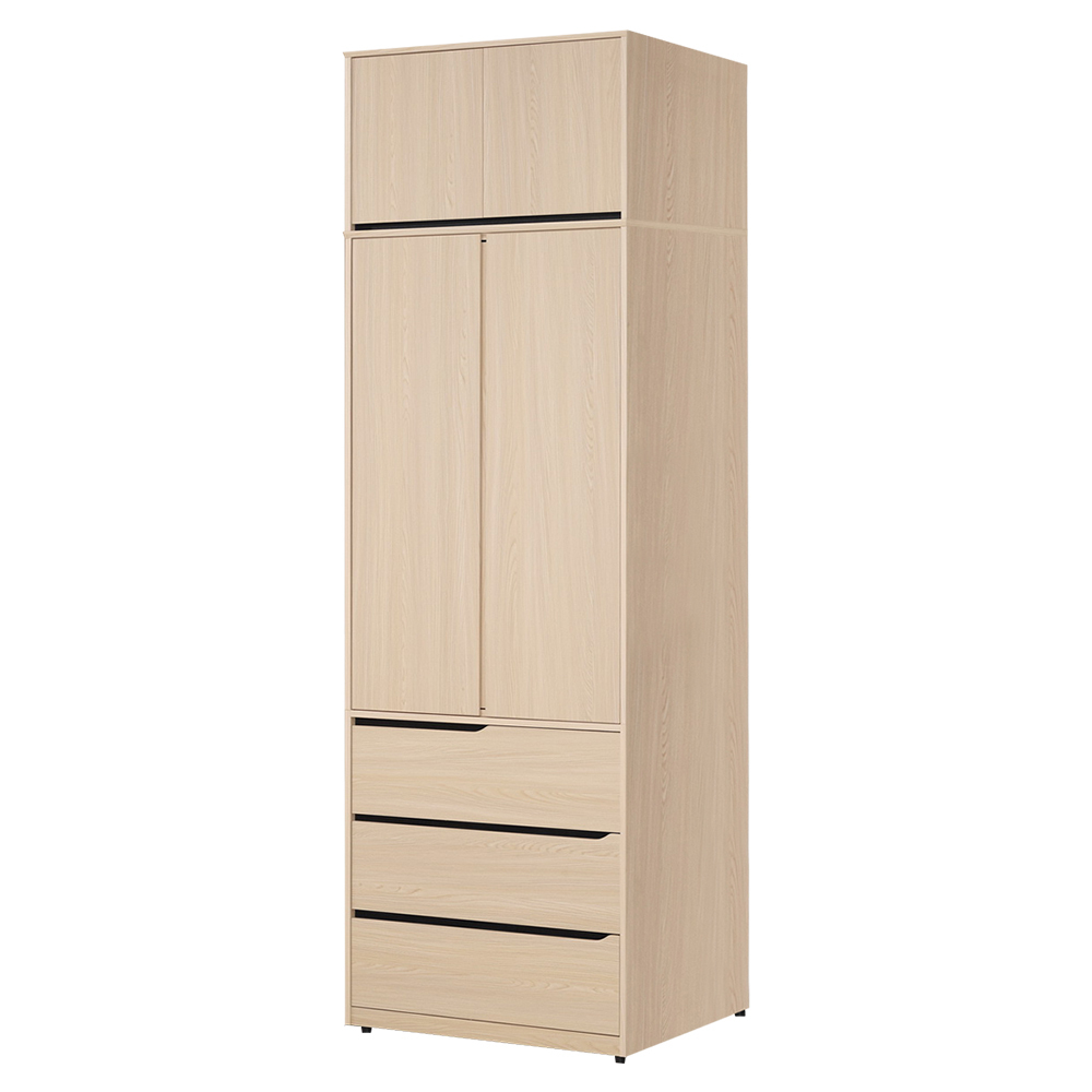 米達2.7尺加高型四門三抽衣櫃(單吊桿+三抽+棉被收納櫃)