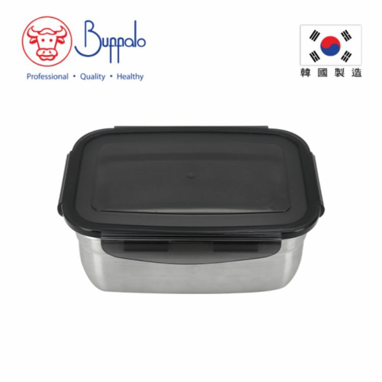 Buffalo牛頭牌韓國製304不銹鋼長方形密實保鮮盒990毫升 (微波爐適用)_BFX007-R099