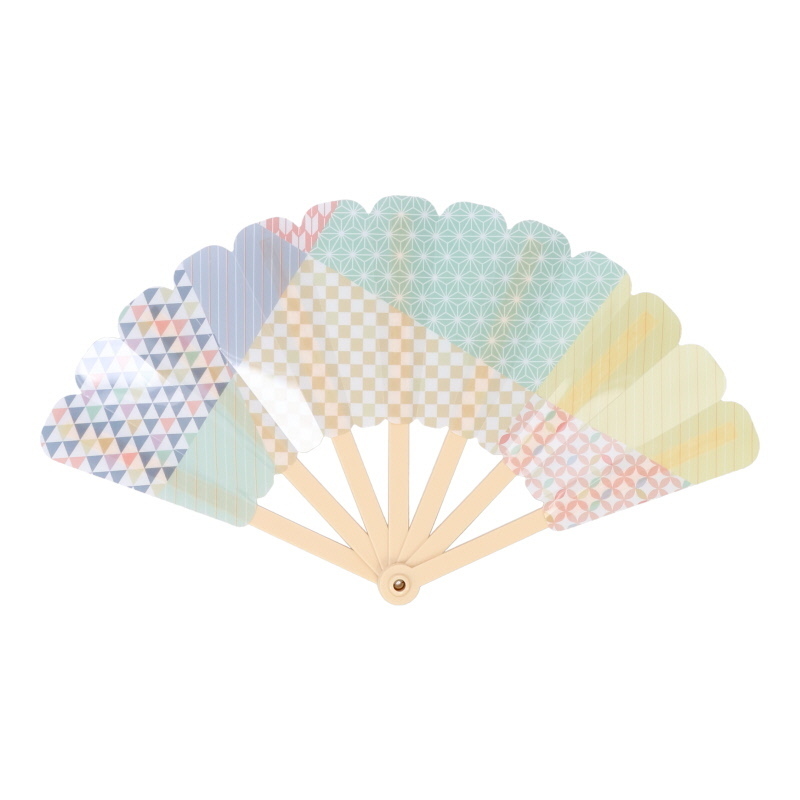 折扇/小紋 粉彩 18.8cm