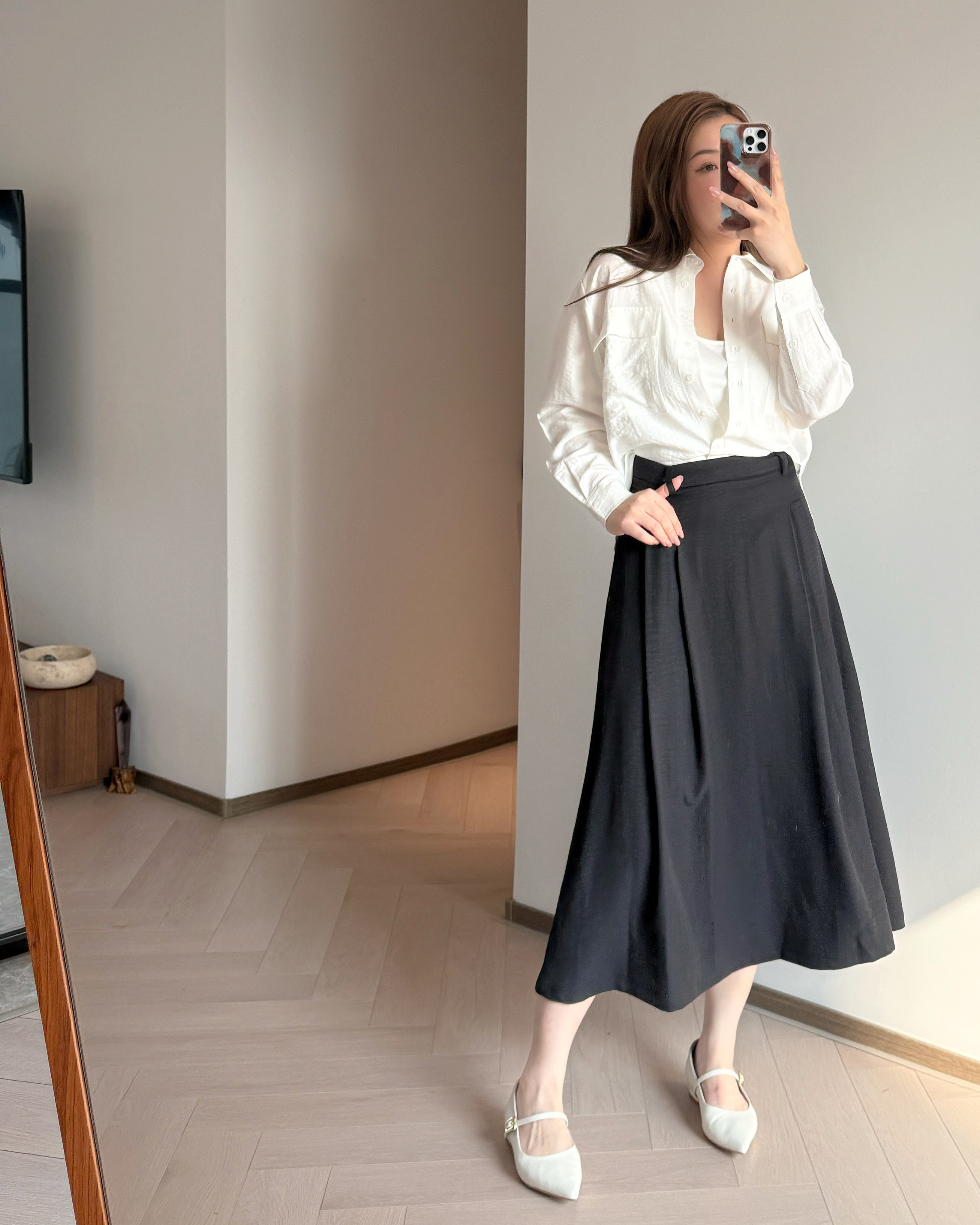 現貨 7188 薄料垂墜感黑色長裙