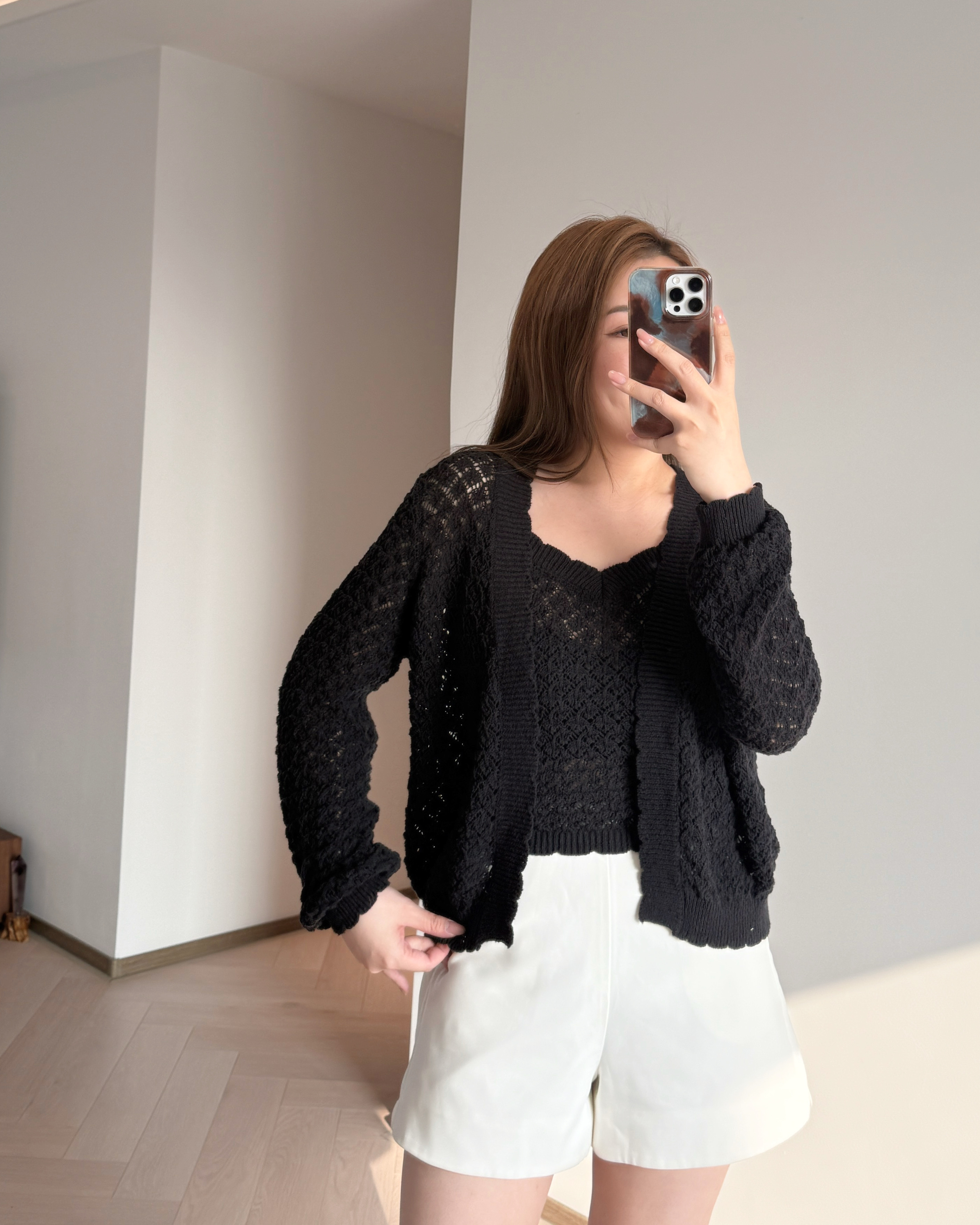 現貨 7205  黑色針織線衫套裝