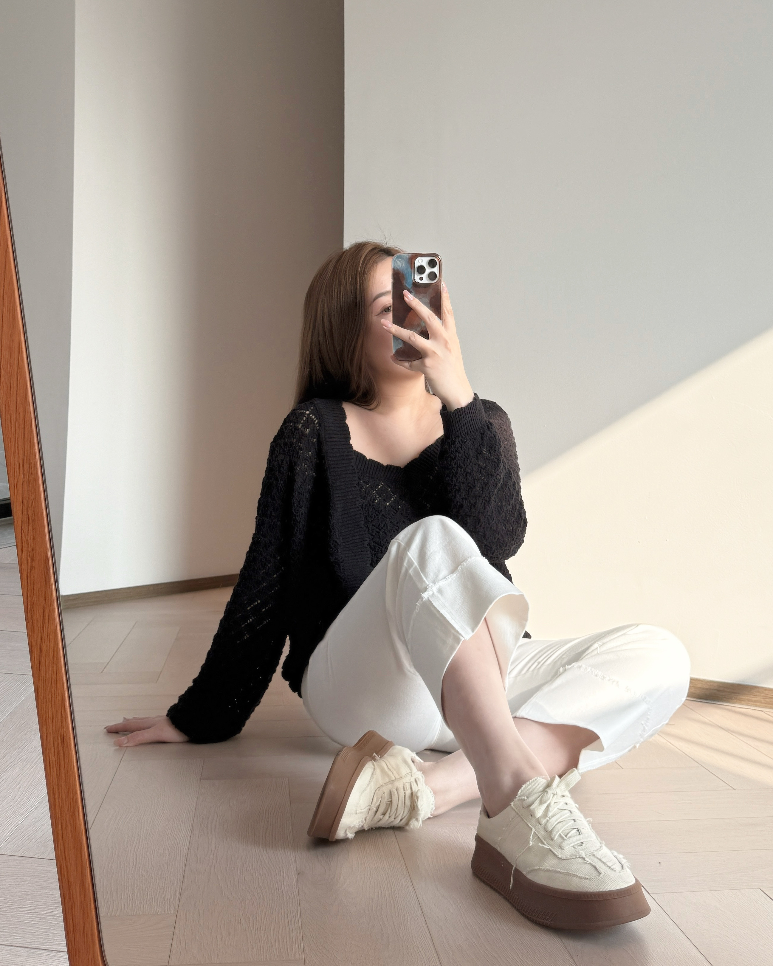 現貨 7205  黑色針織線衫套裝