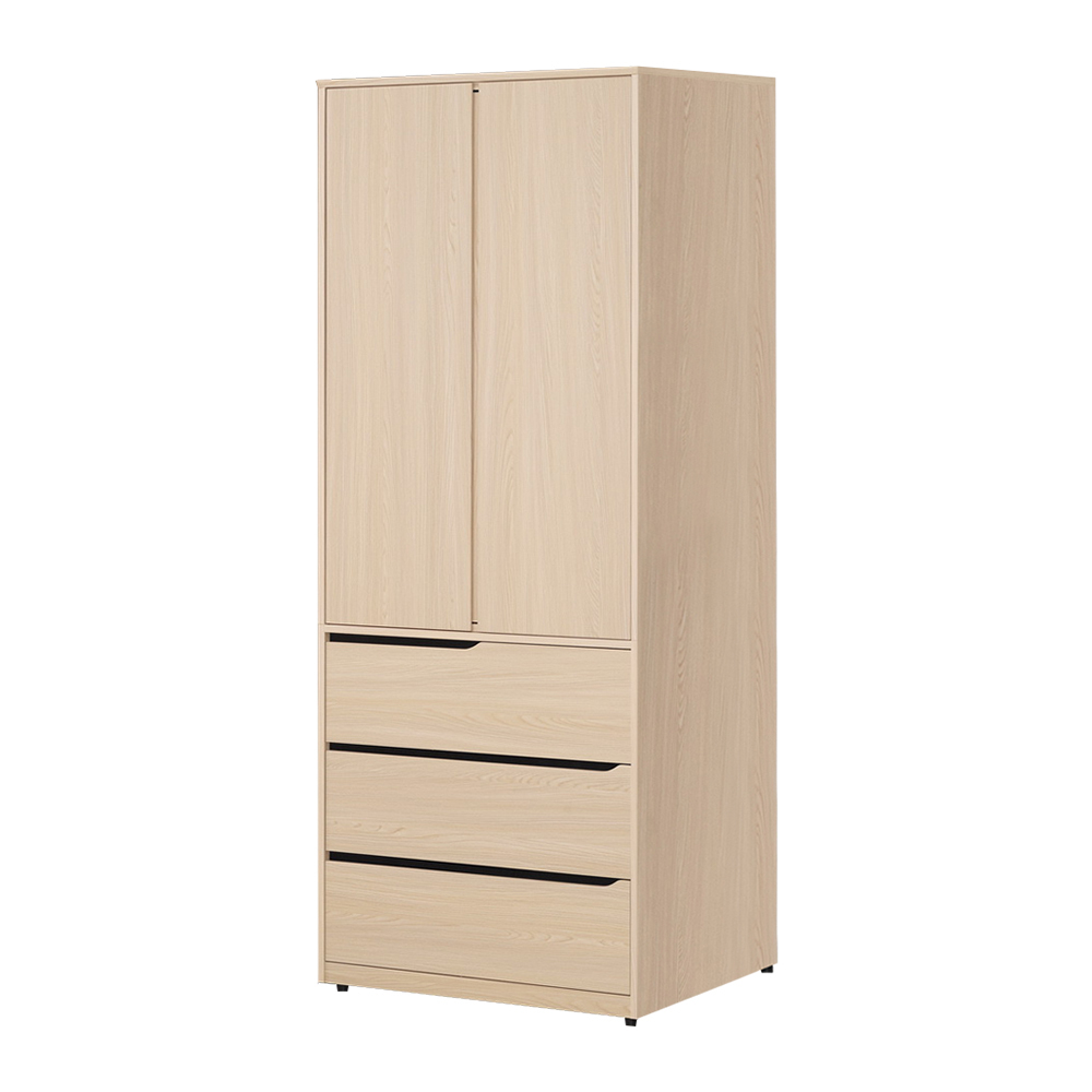 米達2.7尺二門三抽衣櫃(單吊桿+三抽)