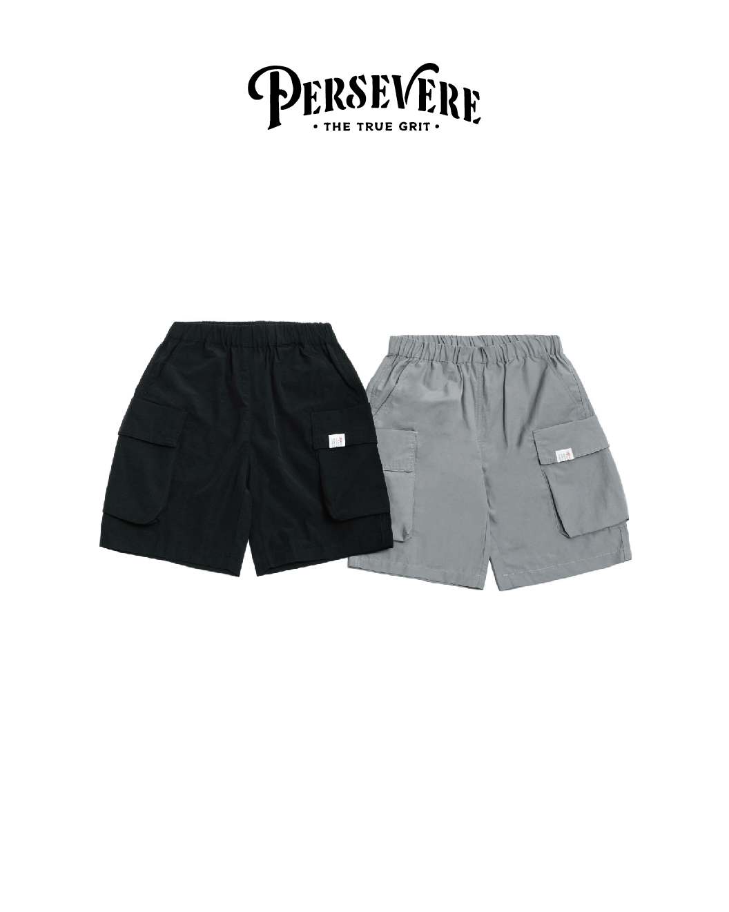 PERSEVERE 春夏童裝防潑水多口袋短褲 黑/灰 25 S/S kids' WATER-REPELLENT CARGO SHORTS