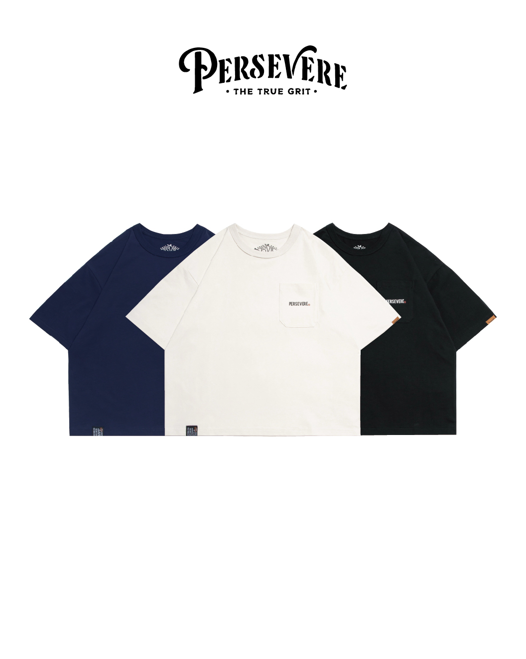 PERSEVERE 春夏童裝定番口袋T 黑/米白/深藍 25 S/S kids' T-shirt series Pocket Tee