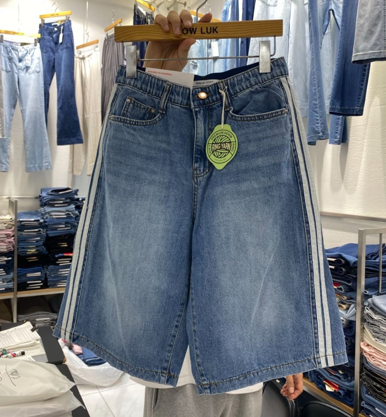 KE802  HOWLUK 双白間牛仔中衭 S-XL