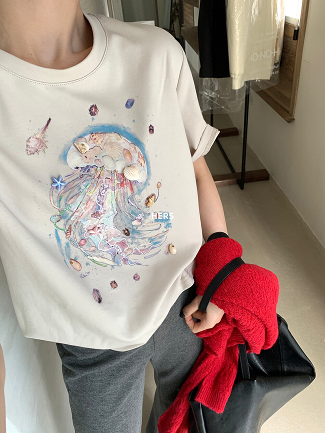 💝新品💝海洋貝殼生物短袖上衣-現貨