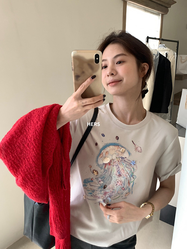 💝新品💝海洋貝殼生物短袖上衣-現貨