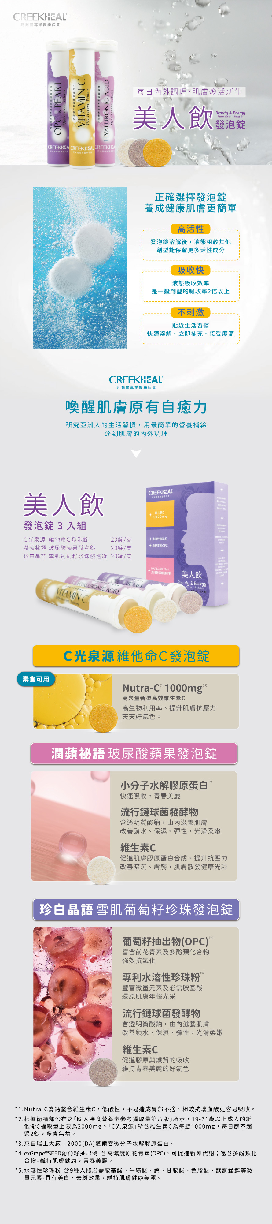 CREEKHEAL珂芮爾美人飲發泡錠(3入)