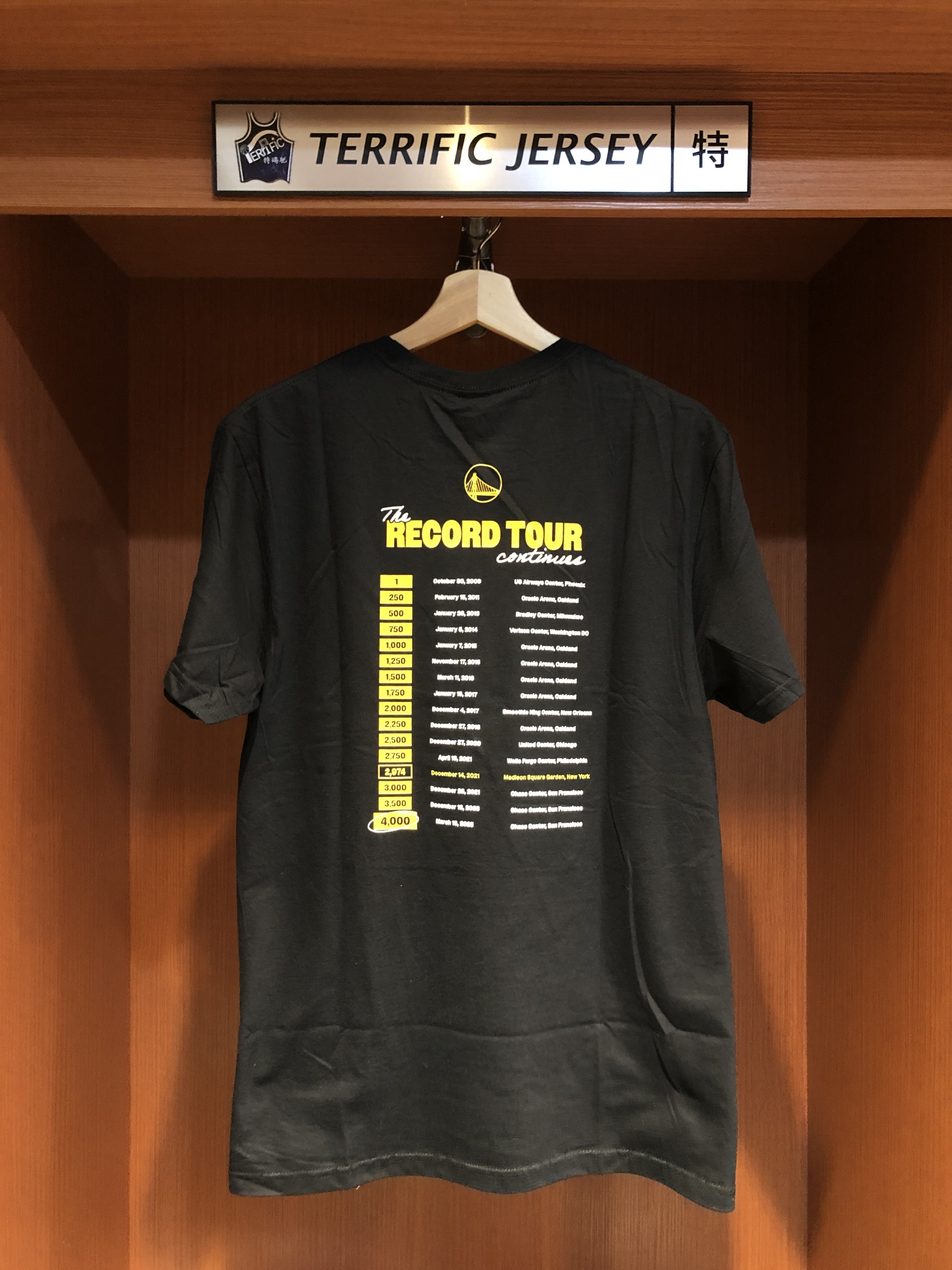 NBA短袖 ‎Stephen Curry 金州勇士 歷史紀錄 4000顆 三分 Fanatics Tee 棉質 短袖 全新