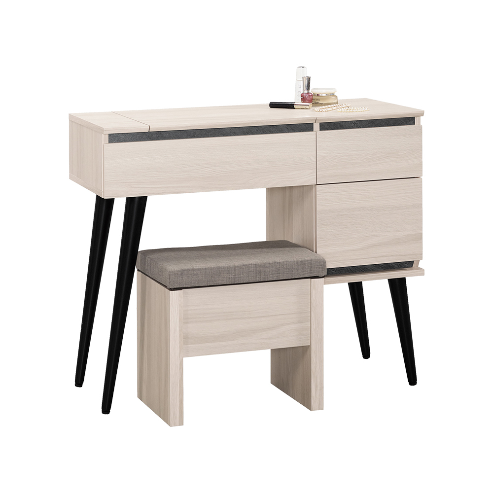 珊卓3尺掀蓋式化妝桌/鏡台/梳妝台(附收納化妝椅)