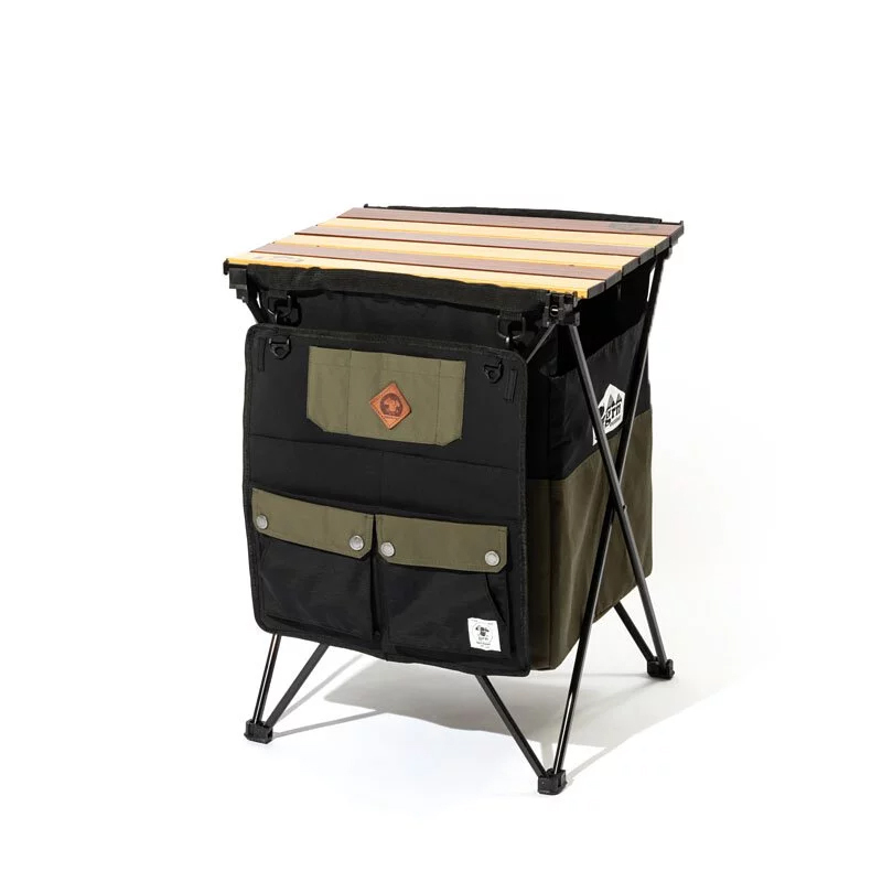 GRN MEKAKUSHI 折疊式露營邊桌 - GO0467F - Olive / Black / Brown (0428)