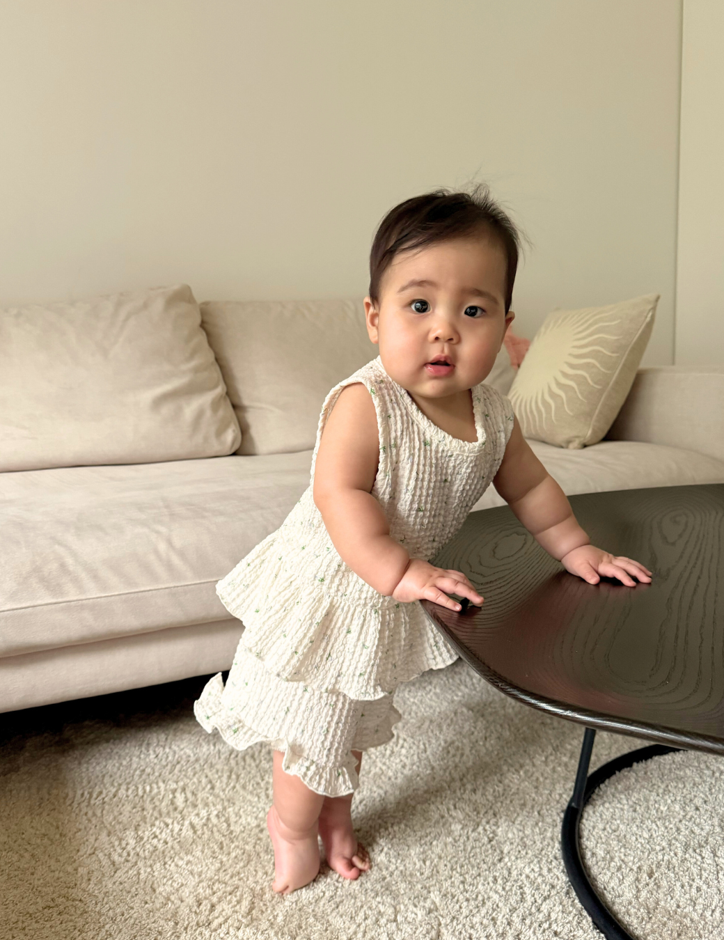 皺皺小花摺邊套裝