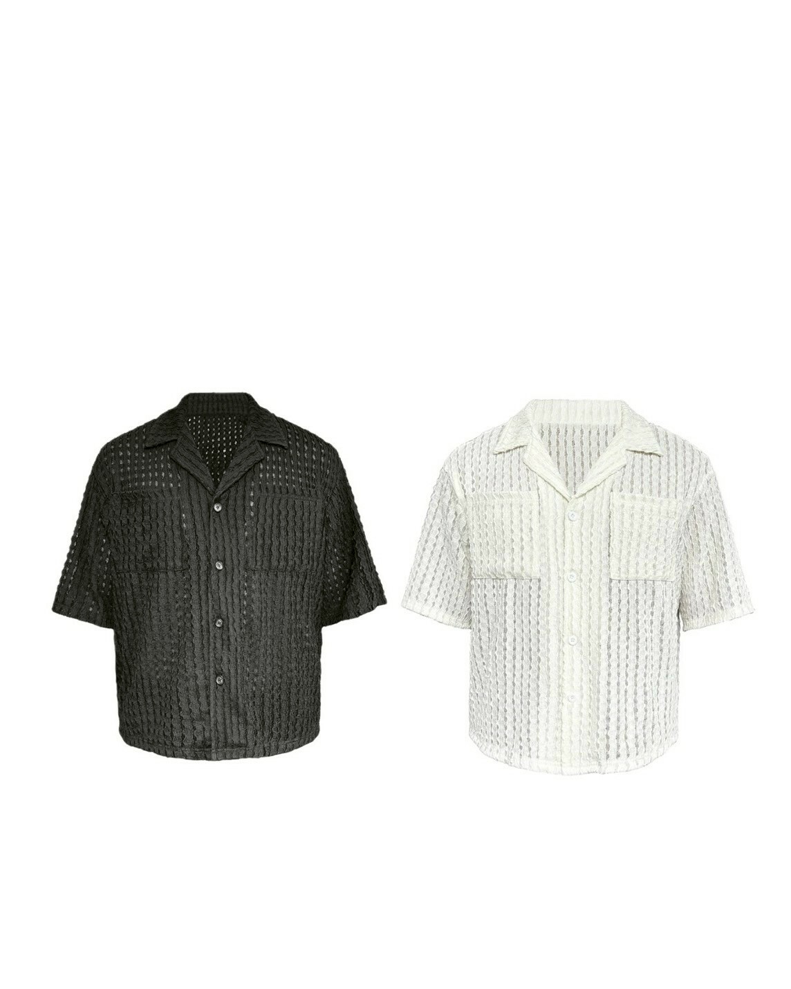 JCA 蜘蛛網 鏤空紋理 寬短版型 短袖 #襯衫