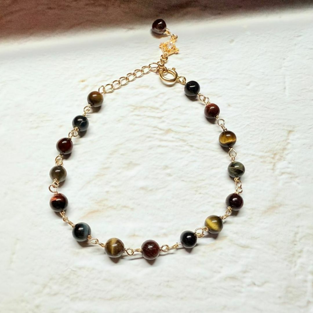 全人手手工繞線手鍊 • 多色虎眼石