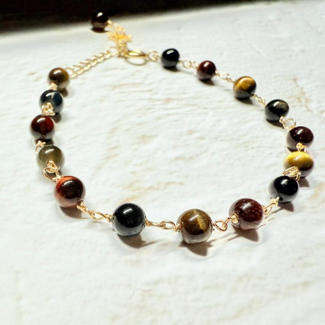 全人手手工繞線手鍊 • 多色虎眼石