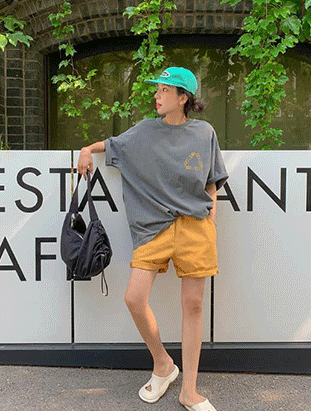 ᴴᴼᵀ ▸▸店長推薦◃◃ 春夏新款/微笑英字水洗長版上衣 MANIFEST正韓🇰🇷