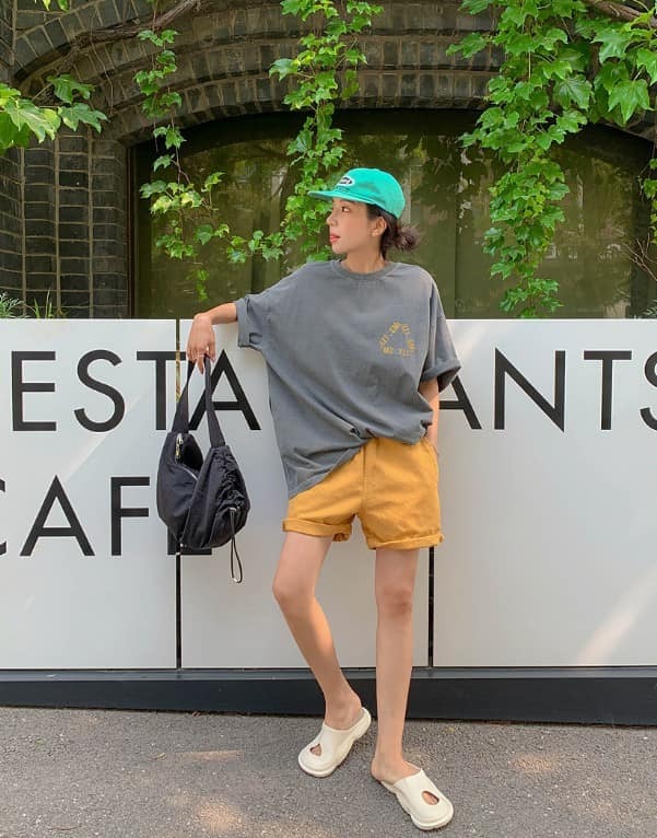 ᴴᴼᵀ ▸▸店長推薦◃◃ 春夏新款/微笑英字水洗長版上衣 MANIFEST正韓🇰🇷