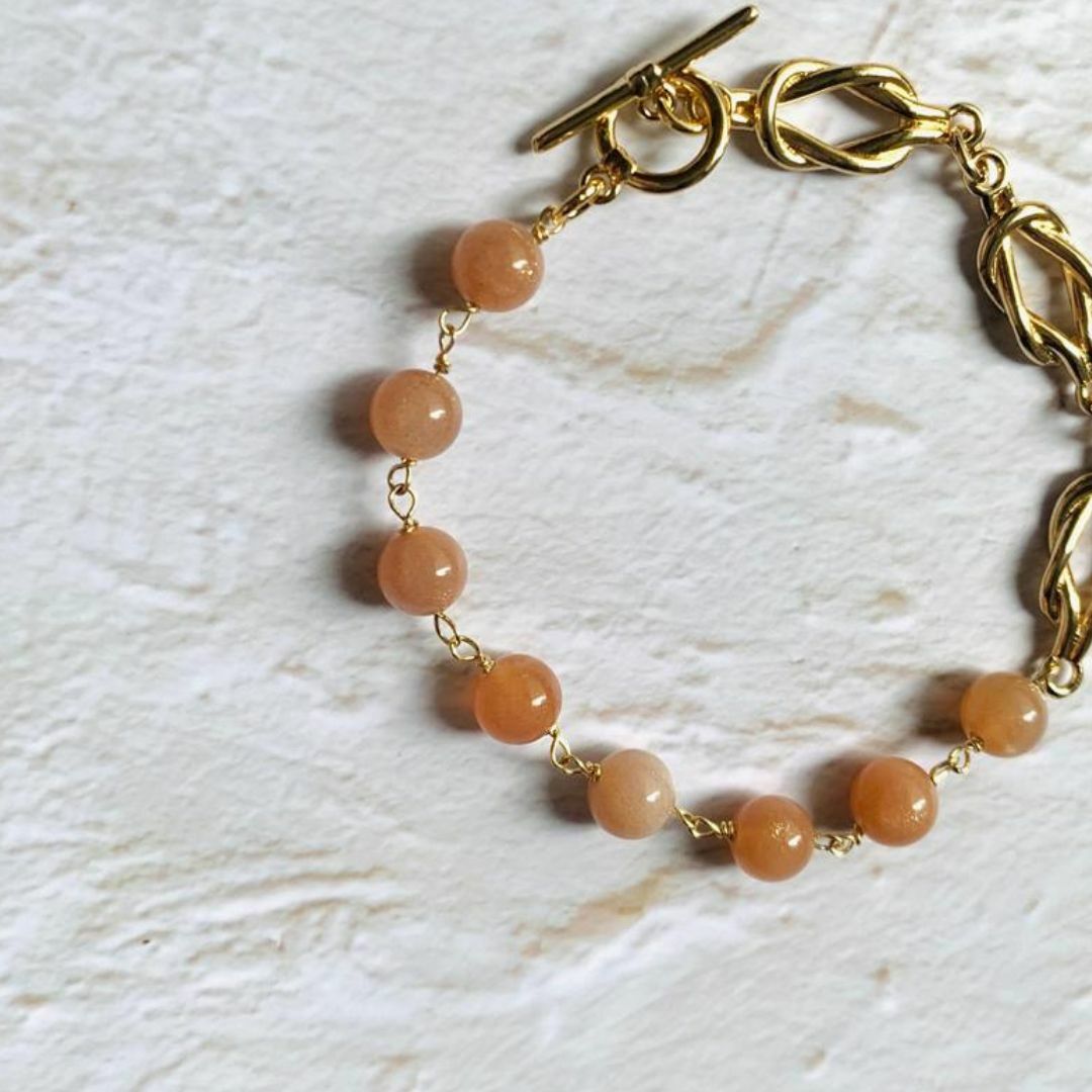全人手手工繞線手鍊 • 橙月亮石