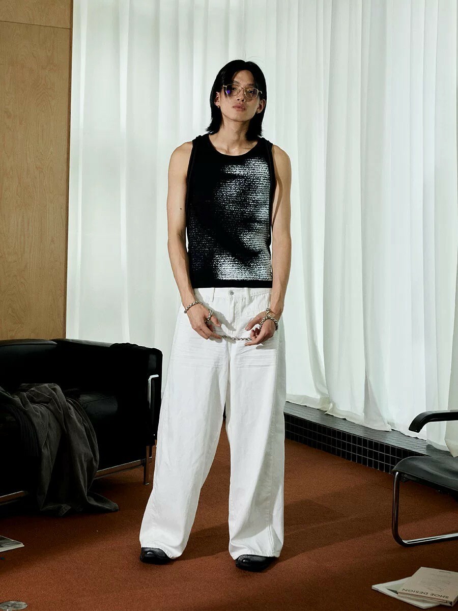 JCA 人像印花 螺紋 #背心