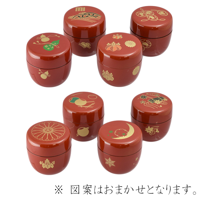 日本製 中棗 朱塗繪付 薄茶器