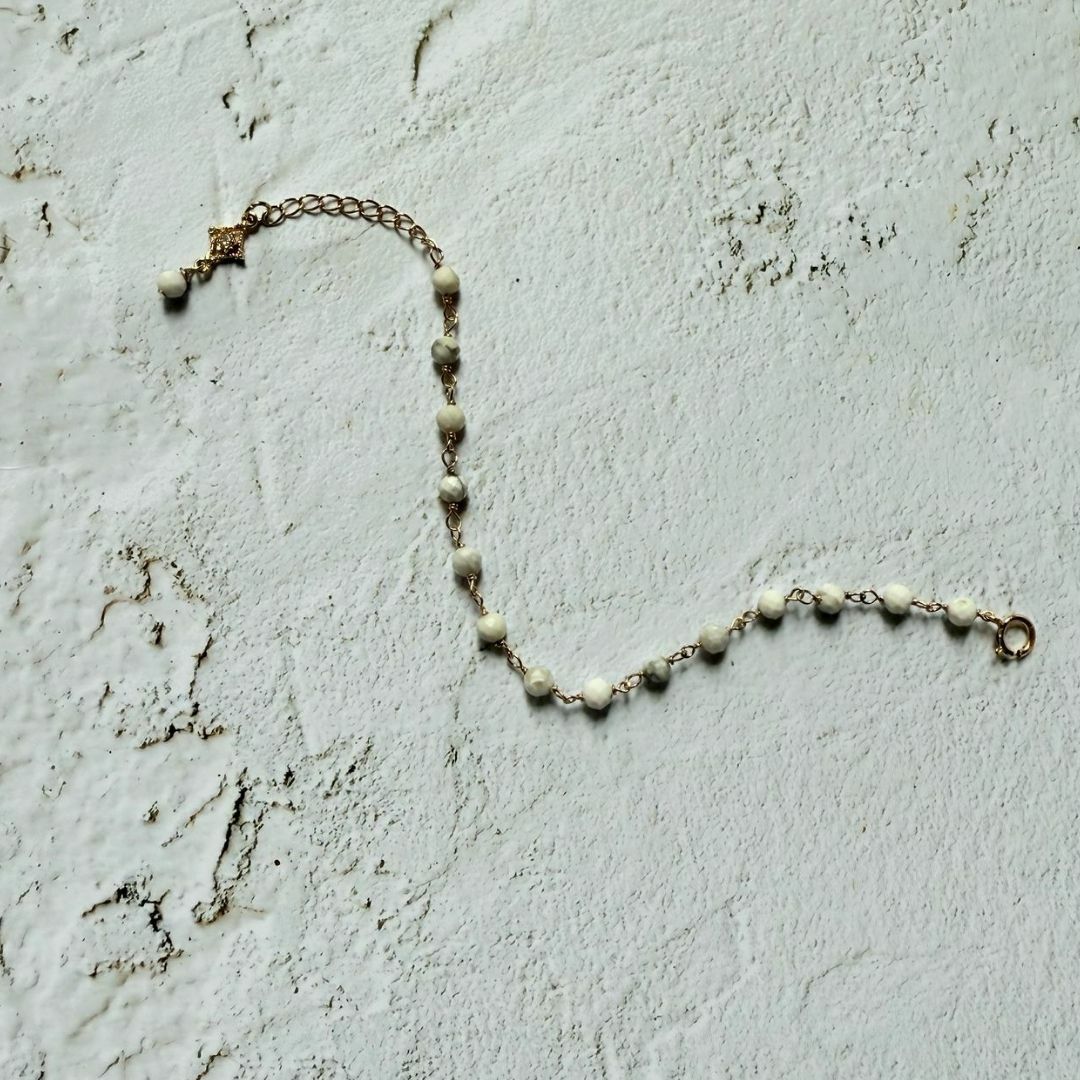 全人手手工繞線手鍊 • 白紋石