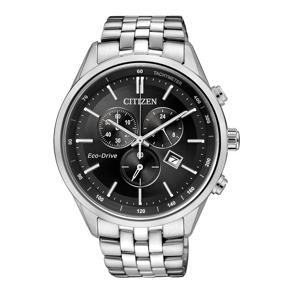 【Citizen 星辰】Eco-Drive AT2140-55 三眼計時 24小時 日期顯示 不鏽鋼 光動能 石英 手錶