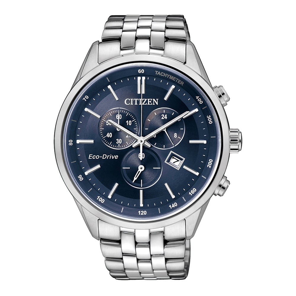 【Citizen 星辰】Eco-Drive AT2140-55 三眼計時 24小時 日期顯示 不鏽鋼 光動能 石英 手錶