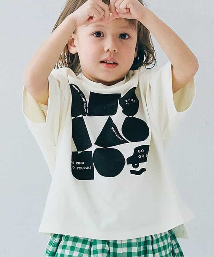 日本 p.premier 清新淺色印花系列 純棉短袖上衣 (黑色，130) P207015