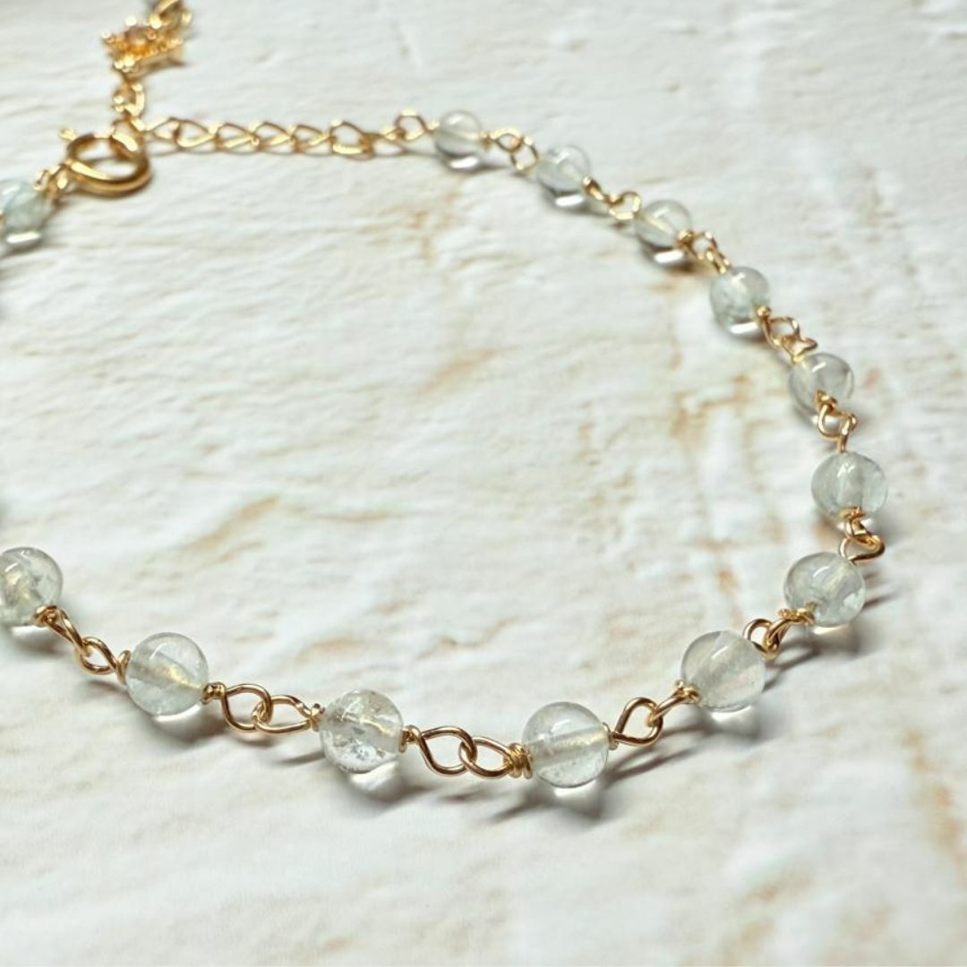 全人手手工繞線手鍊 • 海藍寶 C款