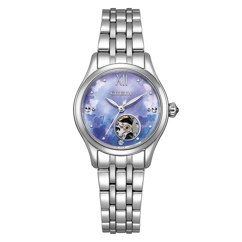 【Citizen 星辰】PR1040-88N 珍珠貝殼錶盤 1顆水晶 不鏽鋼 機械 女錶