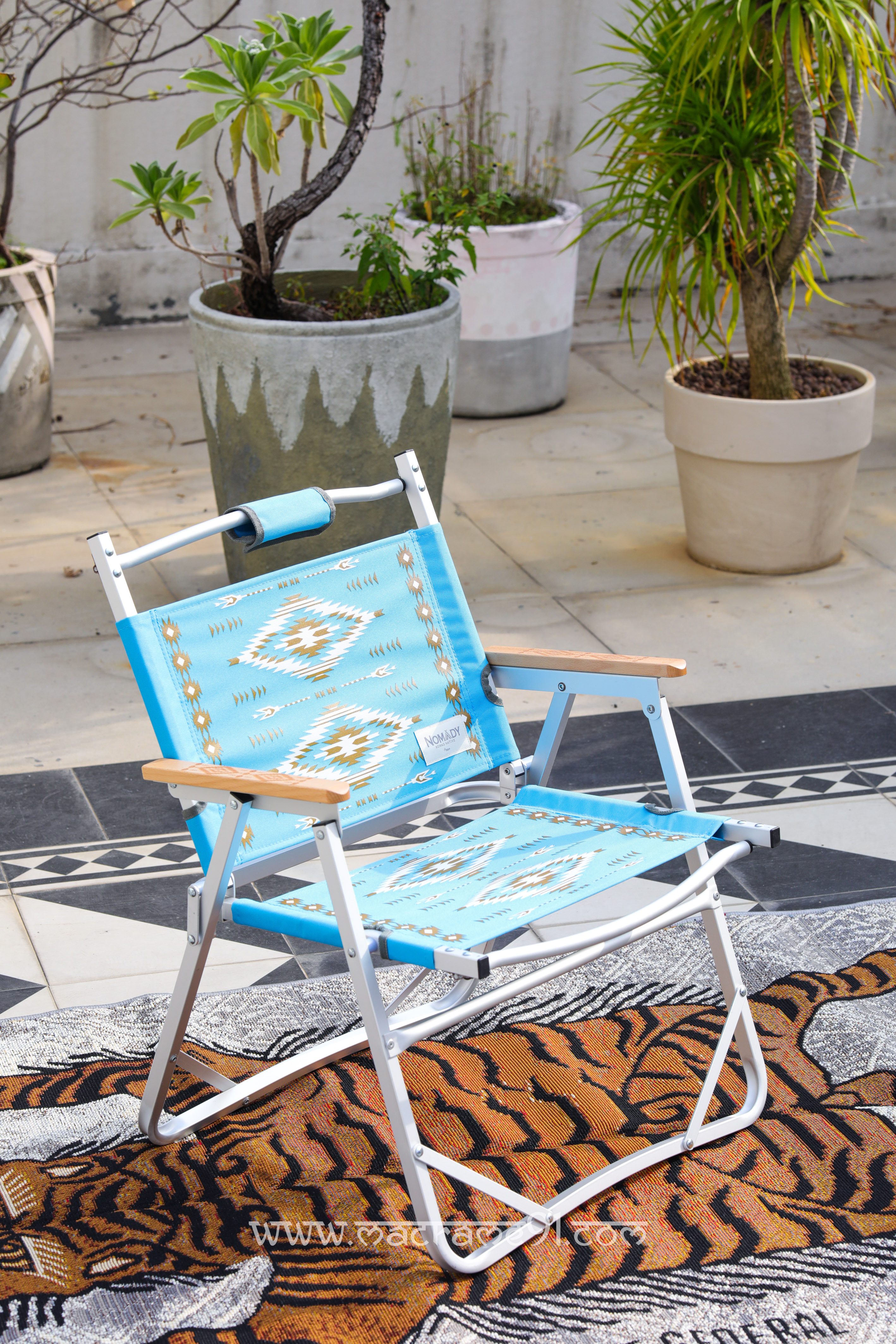 Amina Aboriginal pattern folding camping chair CMTP21A2 - Turquoise (0428)