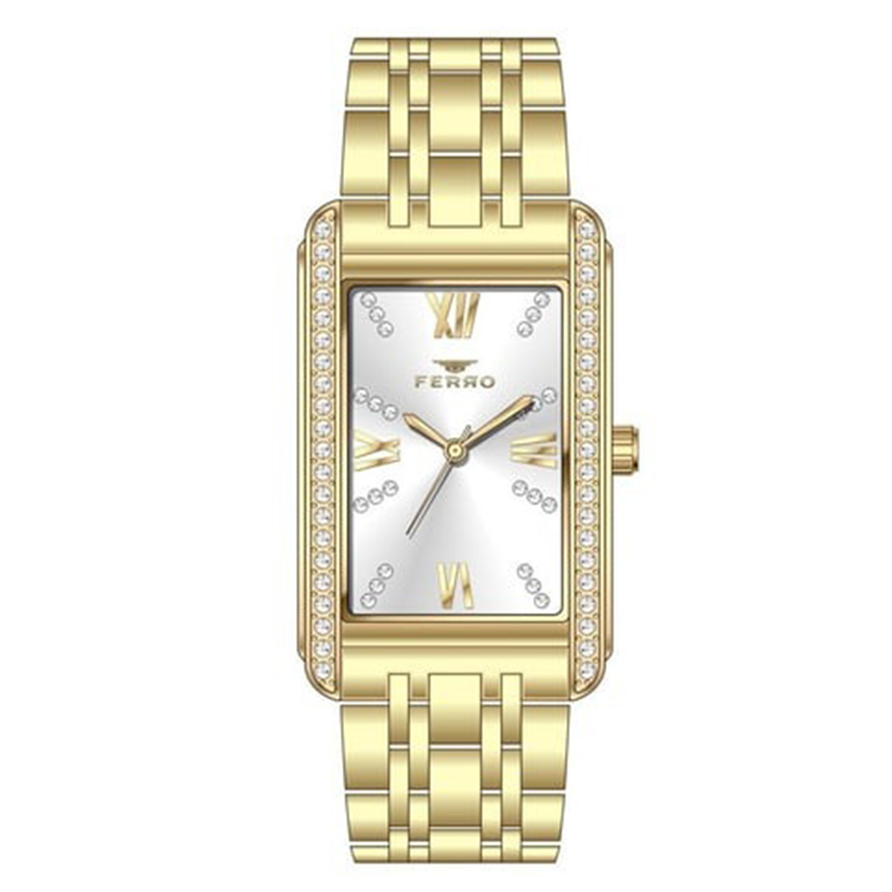 【Ferro 費羅】FL21385AWT 晶鑽時標錶圈 防水30米 雙色 不鏽鋼 女款 手錶