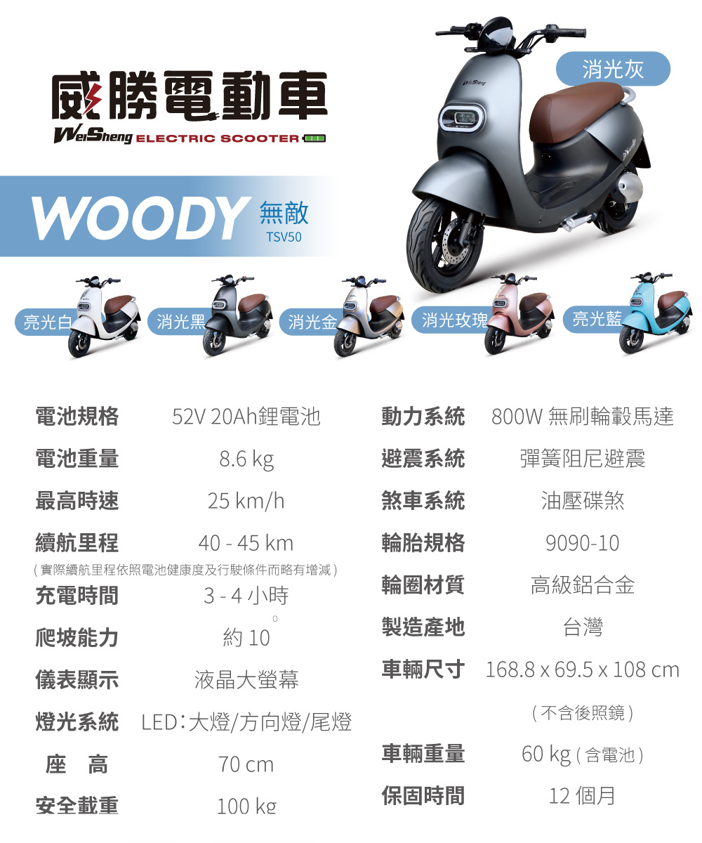 【威勝】TSV50 WOODY 無敵 微型電動二輪車