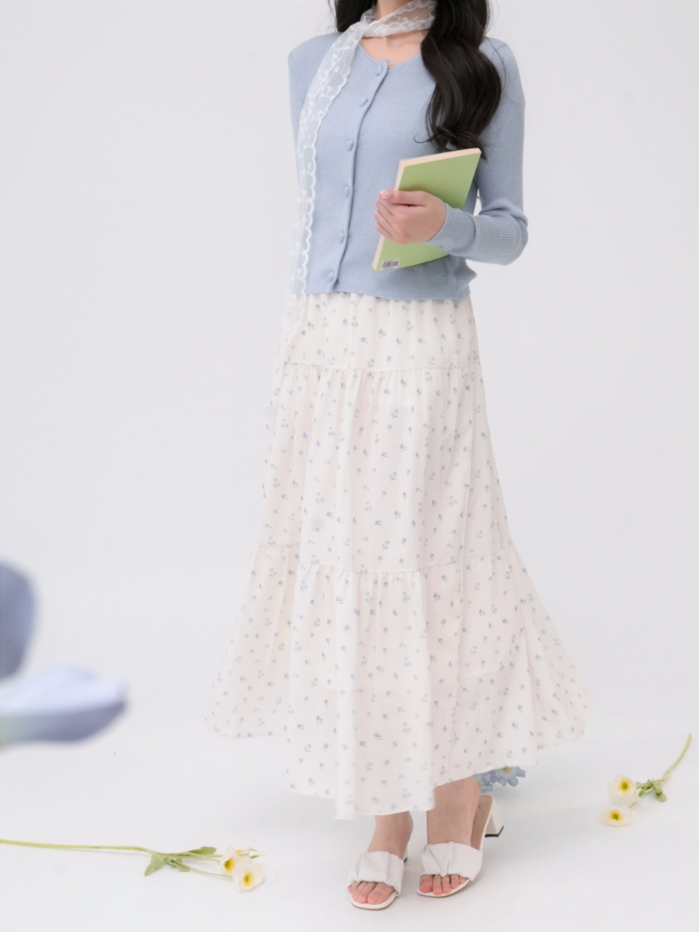 法朵Fado shop｜ 愛心釦坑條紋針織外套 8123005