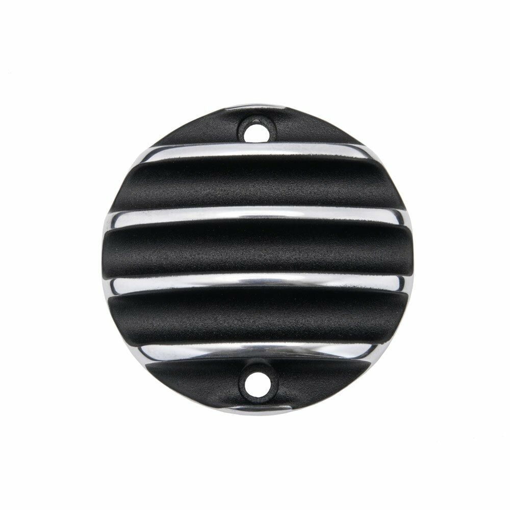 Motone LC Clutch Badge/Points ACG Cover - Ribbed - Black/Contrast Polished