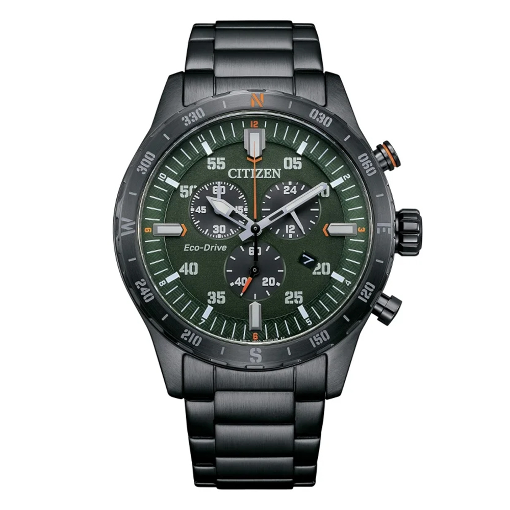 【Citizen 星辰】Chronograph AT2527-80X 三眼計時 日期顯示 不鏽鋼 光動能 石英 手錶