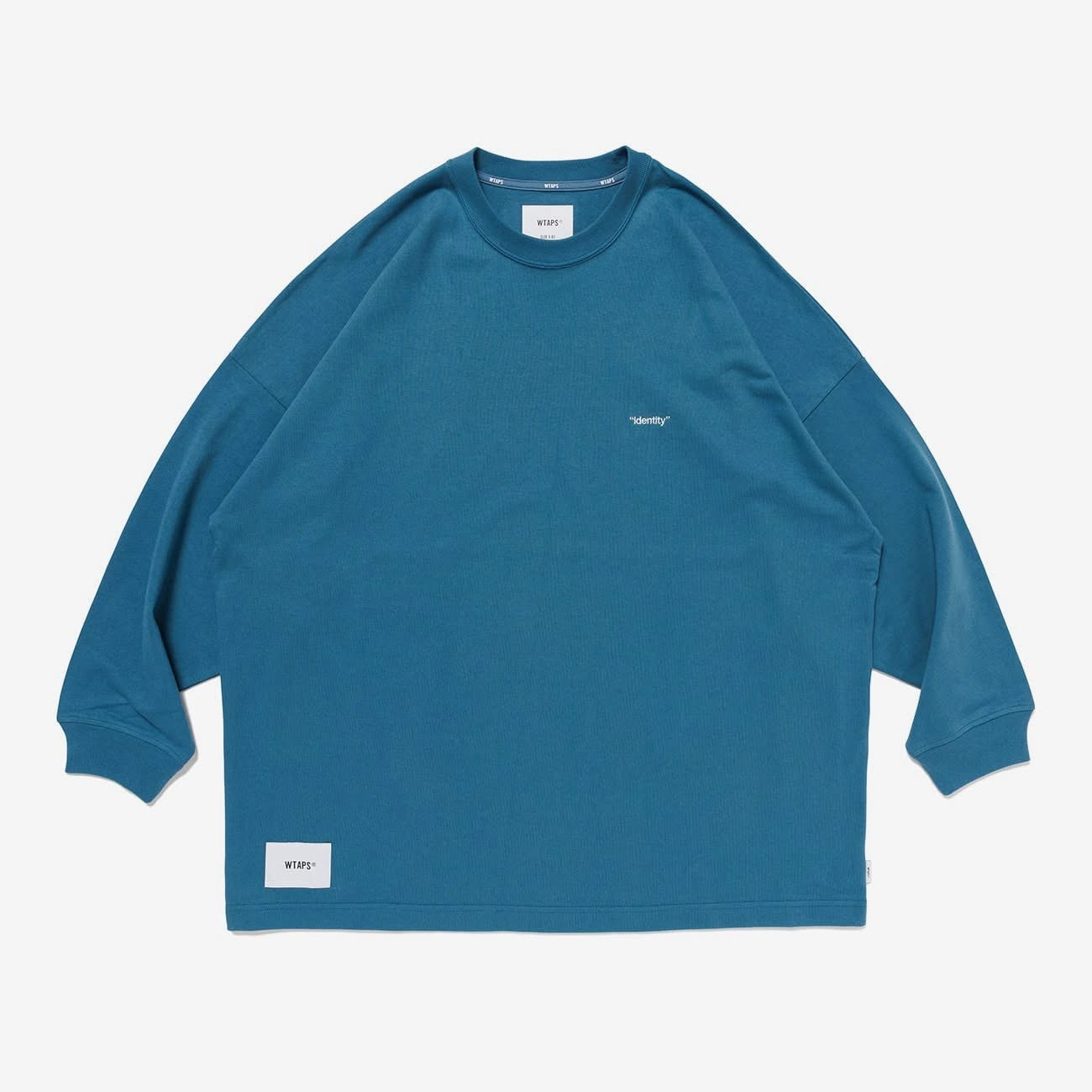 -(B5b02)-WTAPS IDENTITY / LS / COTTON 純棉 刺繡 字體 薄長T 白色/藍綠色-251ATDT-CSM16