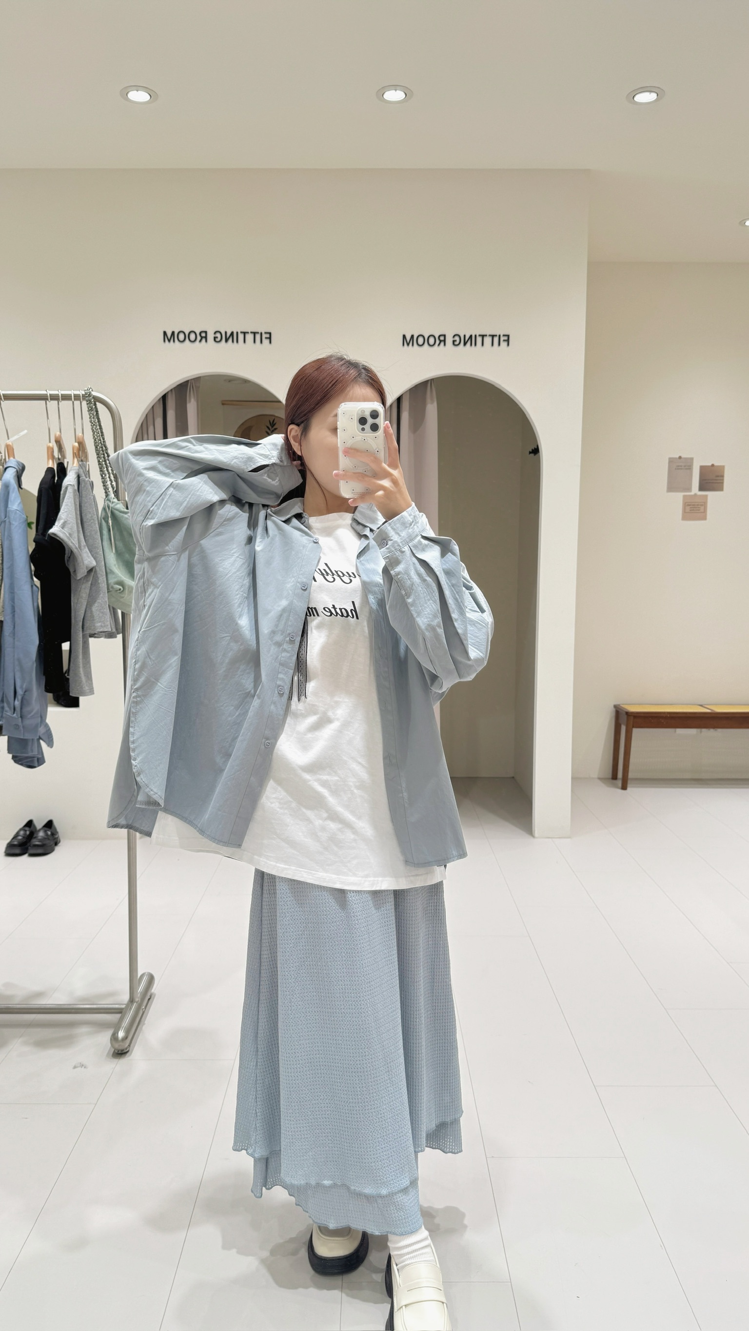 前短後長同布釦襯衫