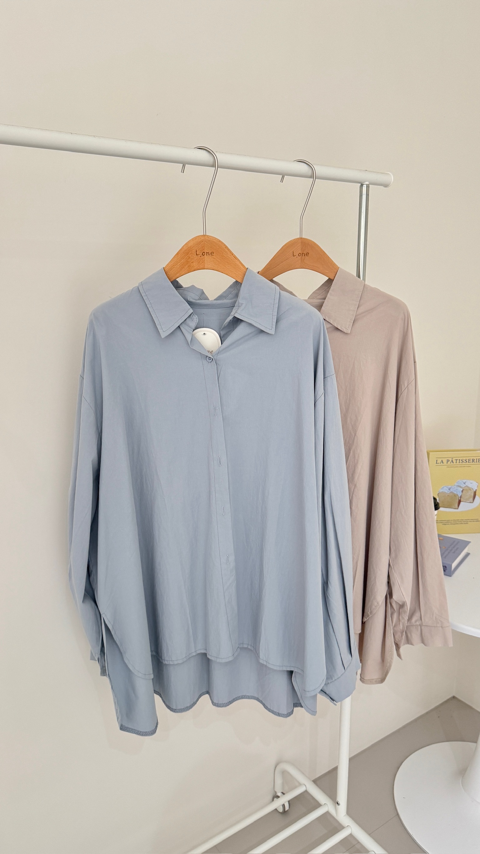 前短後長同布釦襯衫