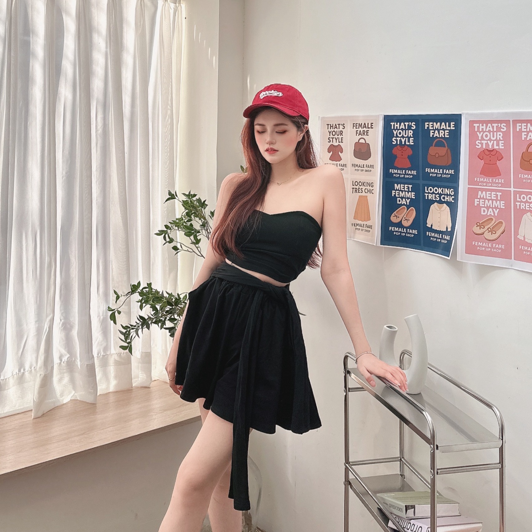 休閒棉質綁帶平口套裝/三色