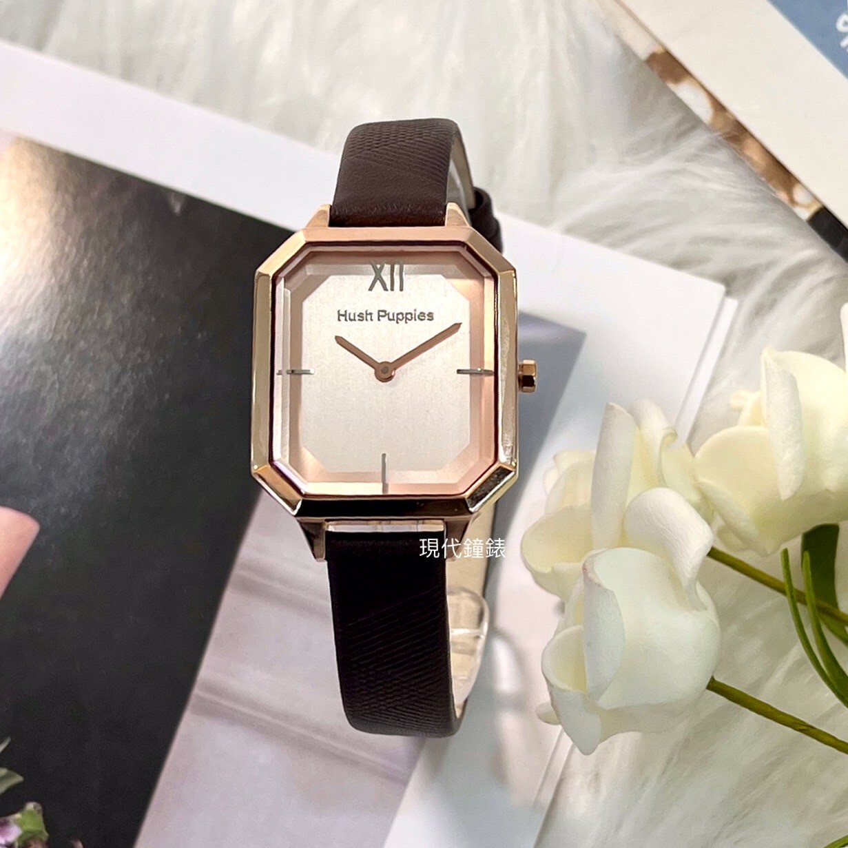 【Hush Puppies】晶礦羅馬皮革女錶 HP.3886L.2505 27.5mm 現代鐘錶
